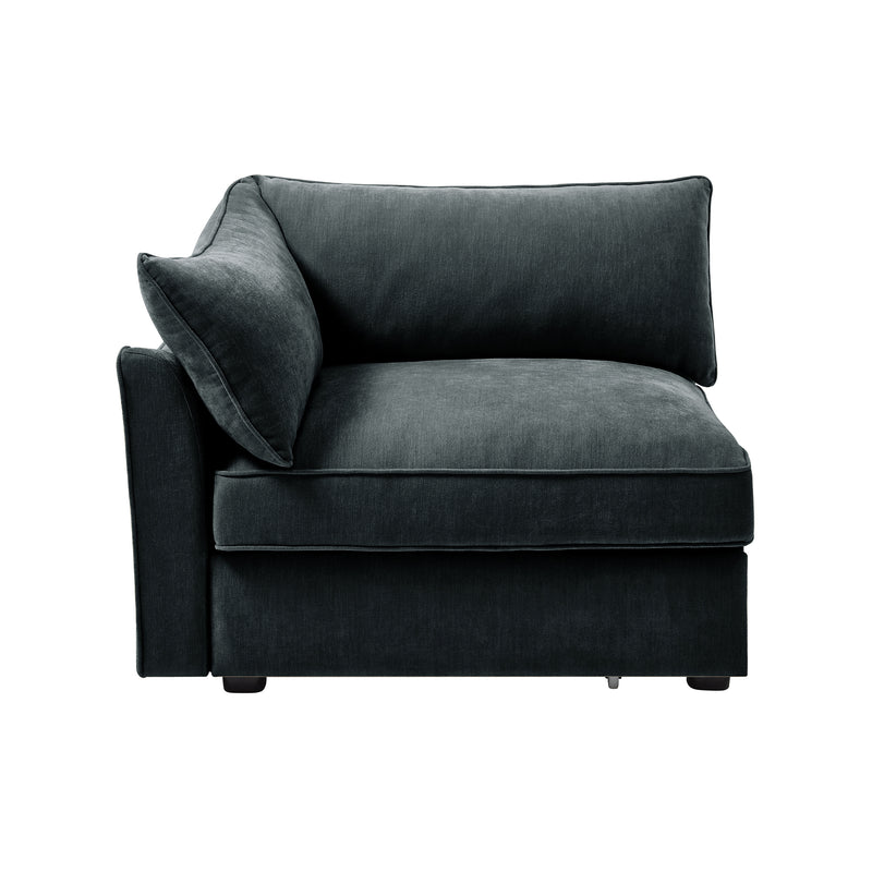 Left-Facing Velvet Sofa - Gray Velvet