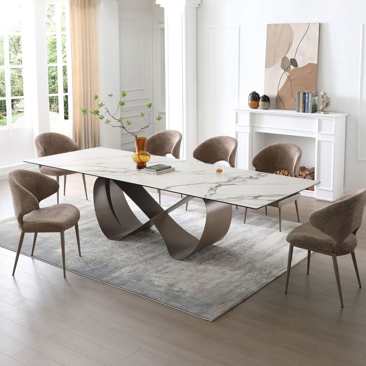 9305 - Dining Table - White / Dark Brown