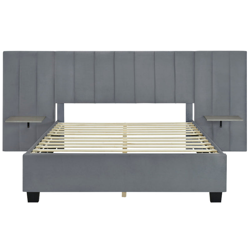 Upholstered Platform Bed With Big Headboard