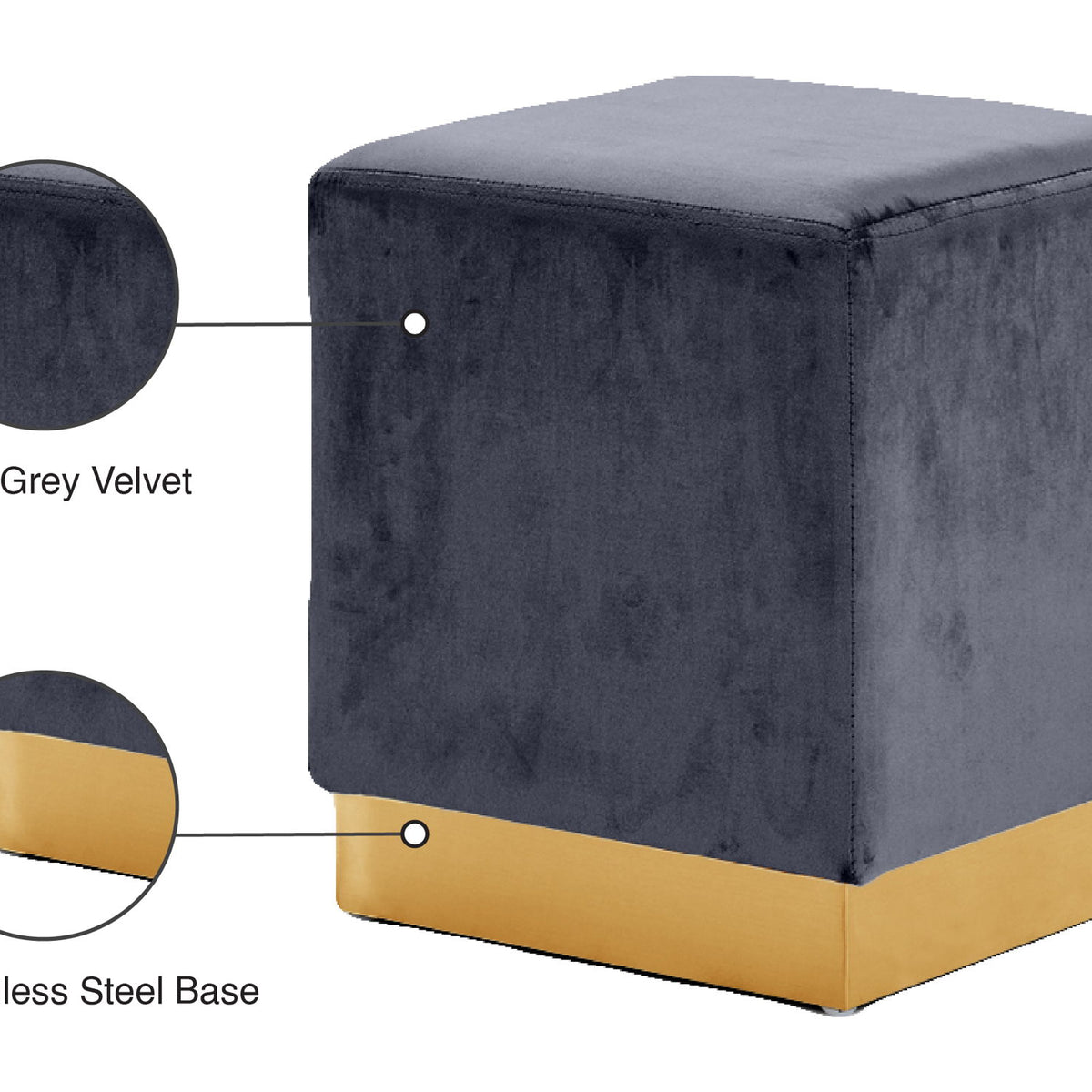 Jax - Stool Ottoman with Gold Base
