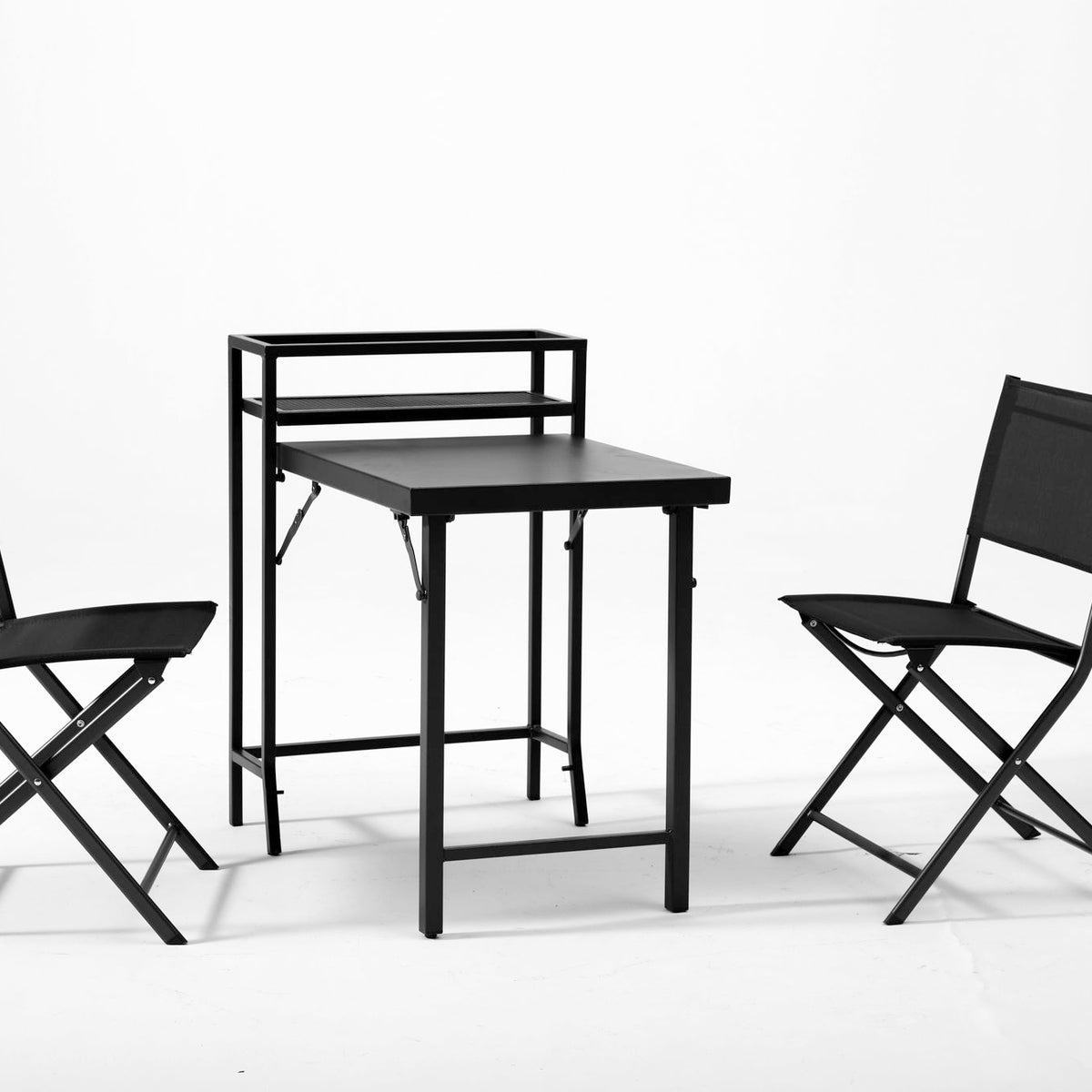 3 Piece Patio Bistro Set, Patio Set Of Foldable Patio Table And Chairs, Outdoor Patio Furniture Sets - Black