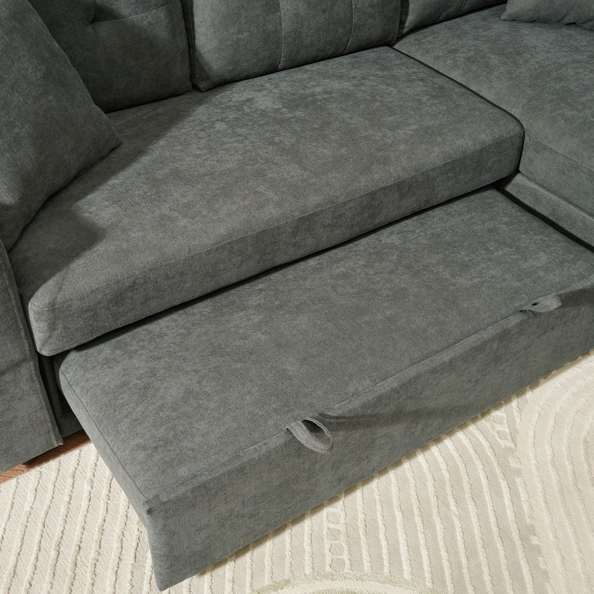 Reversible Sofa Couch Sleeper With Pull Out Bed And USB Port