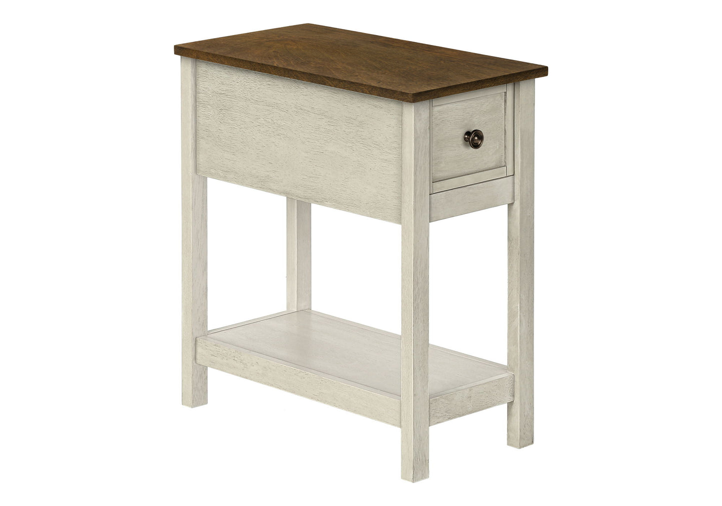 Accent End Table, 2 Tier, Narrow, Lamp, Storage Drawer, Charming Design