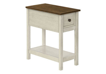 Accent End Table, 2 Tier, Narrow, Lamp, Storage Drawer, Charming Design