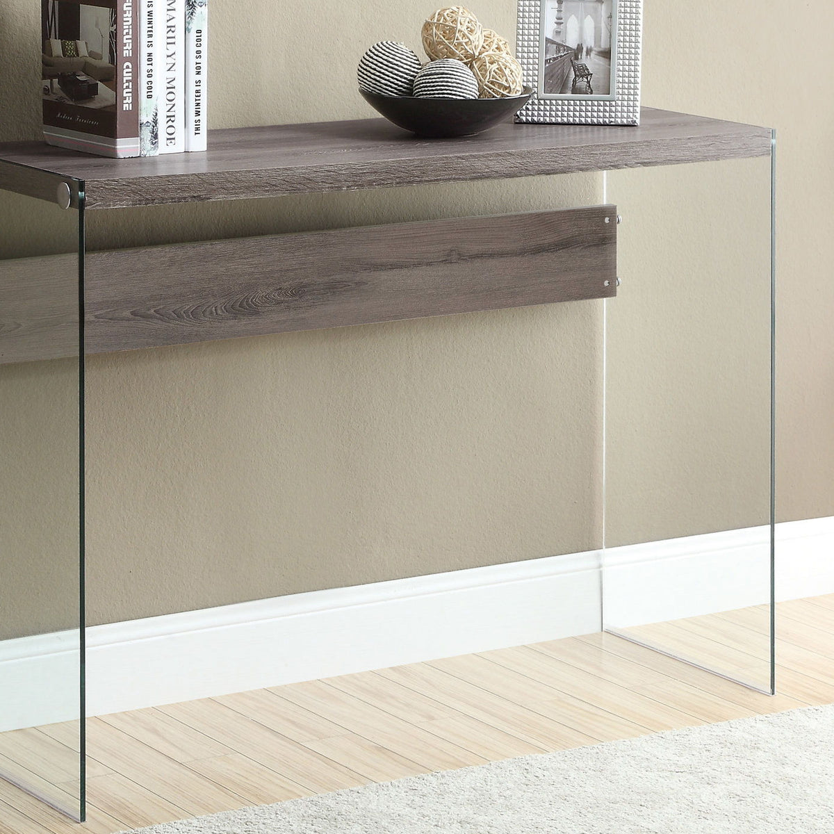 Accent Console Table For Entryway, Glossy Spacious Surface