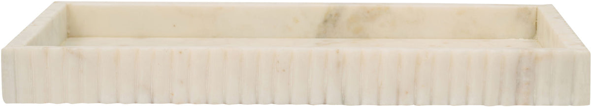 Light beige genuine marble tray with raised sides