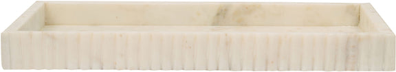 Light beige genuine marble tray with raised sides