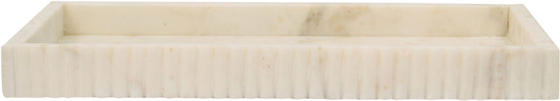 Light beige genuine marble tray with raised sides