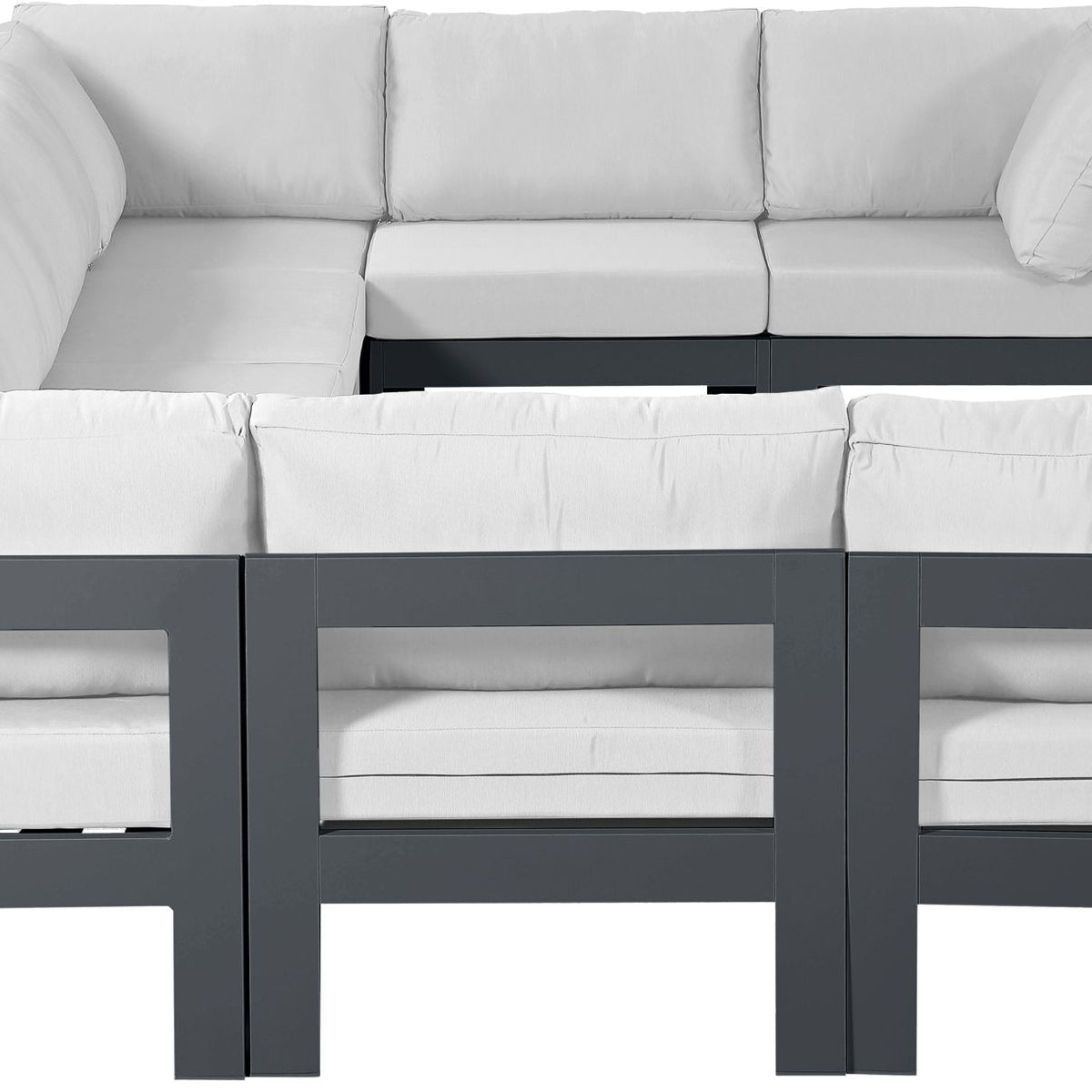 Nizuc - Outdoor Patio 9 Piece Modular Sectional With Gray Frame