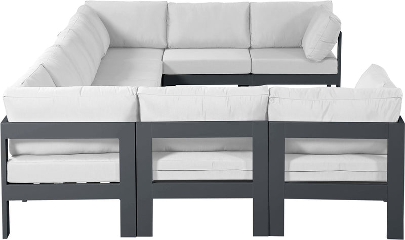Nizuc - Outdoor Patio 9 Piece Modular Sectional With Gray Frame