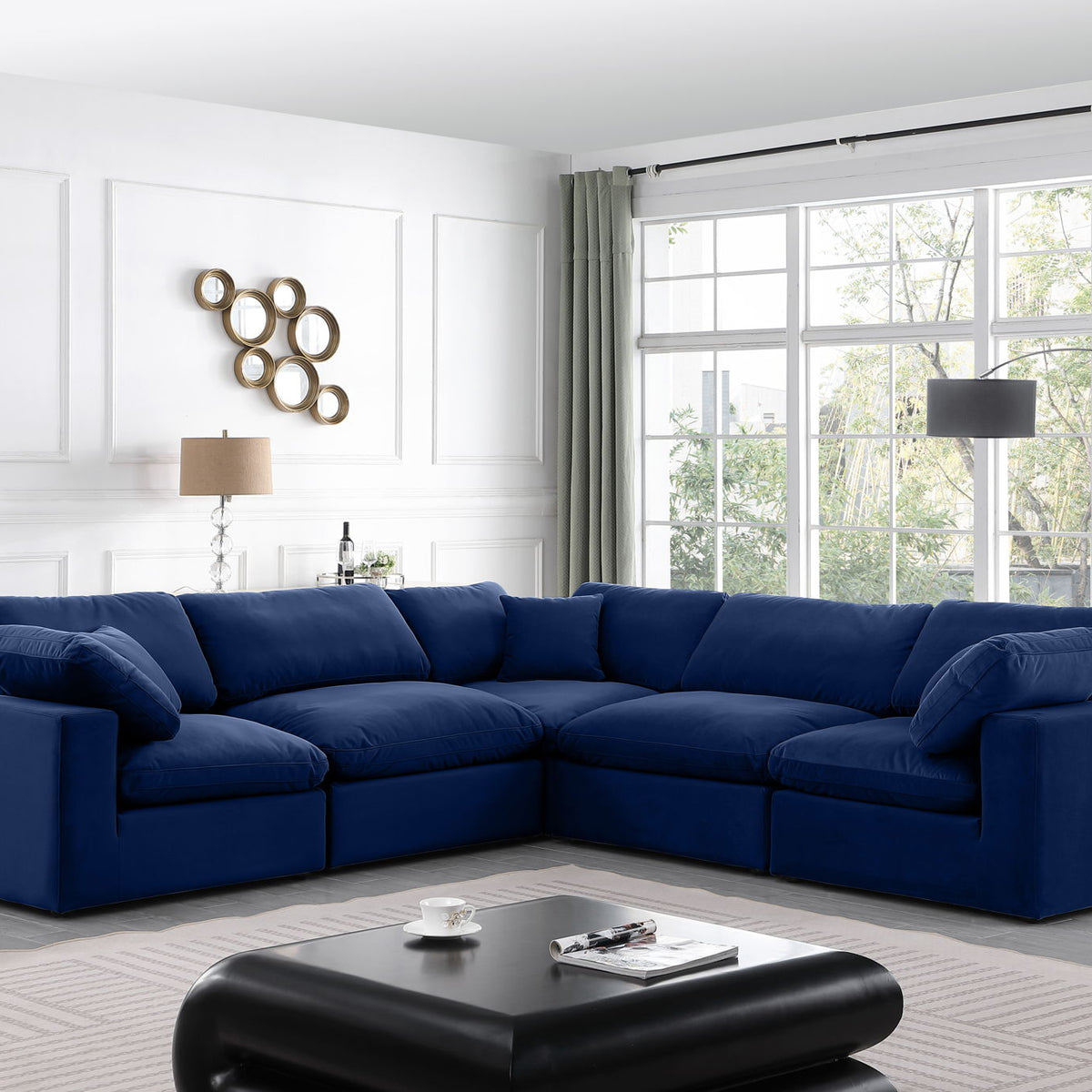 Comfy - 5 Piece Velvet Modular Corner Sectional