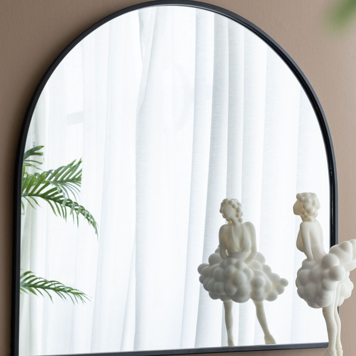 Arched Mirror With Metal Frame, Wall Mirror For Living Room Bedroom Entryway