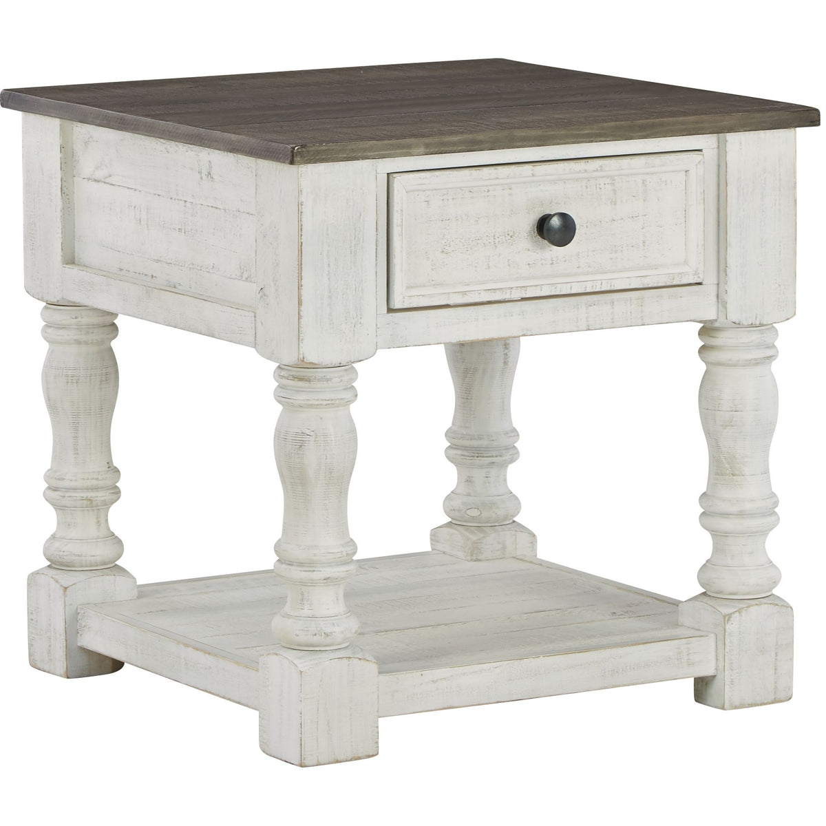 Havalance - Square End Table - White / Gray