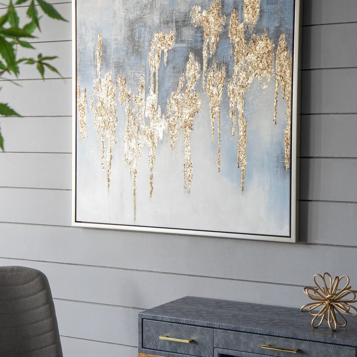 Modern Oil Painting, Square Framed Wall Art For Living Room Dining Room Office - Multicolor