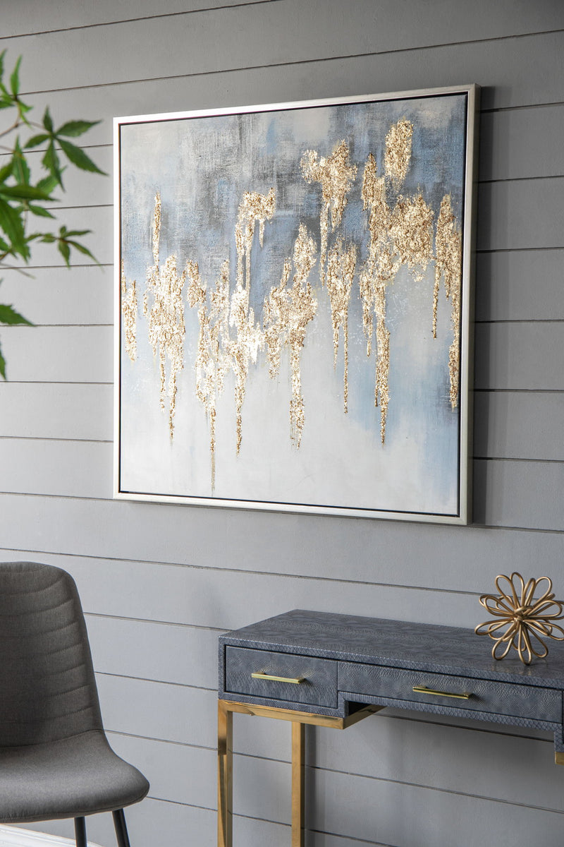 Modern Oil Painting, Square Framed Wall Art For Living Room Dining Room Office - Multicolor