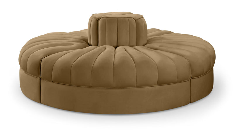 Rummi - Round Velvet Performance Fabric Upholstered 4 Piece Modular Sofa