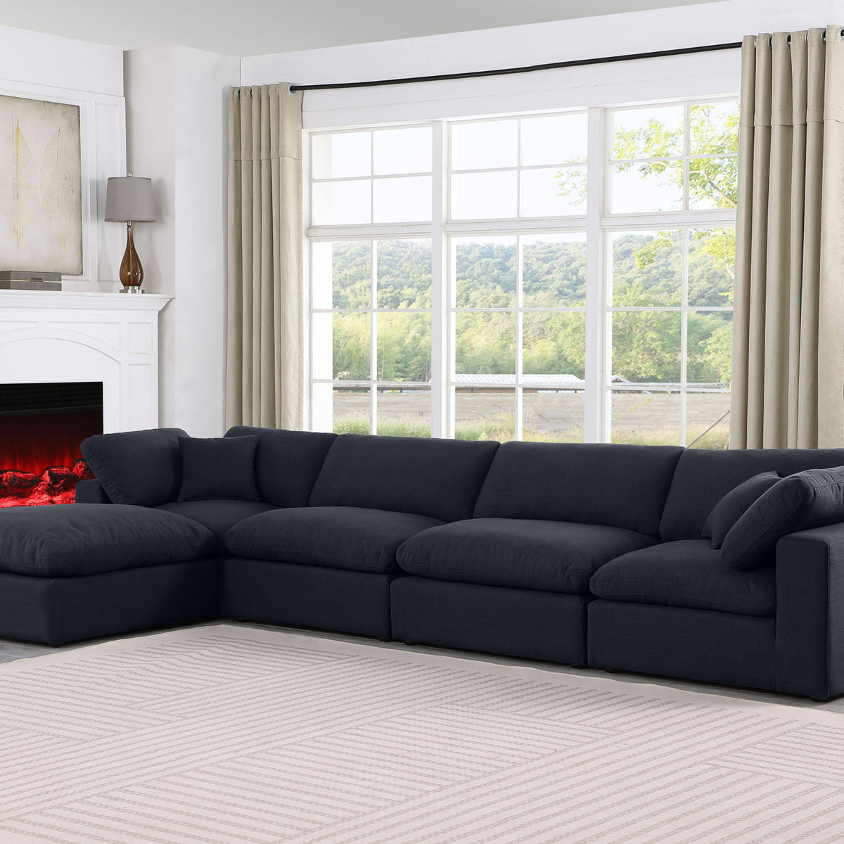 Comfy - 5 Piece Linen Modular Sectional With Chaise