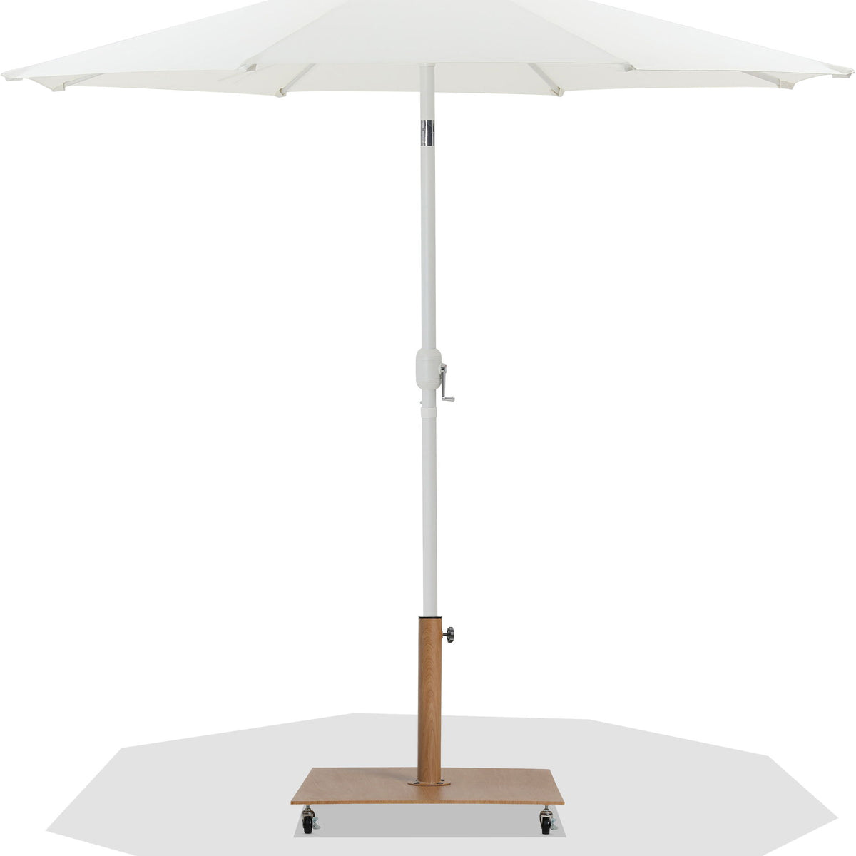 Fiji - Aluminum Patio Umbrella With Square Teak And White Base