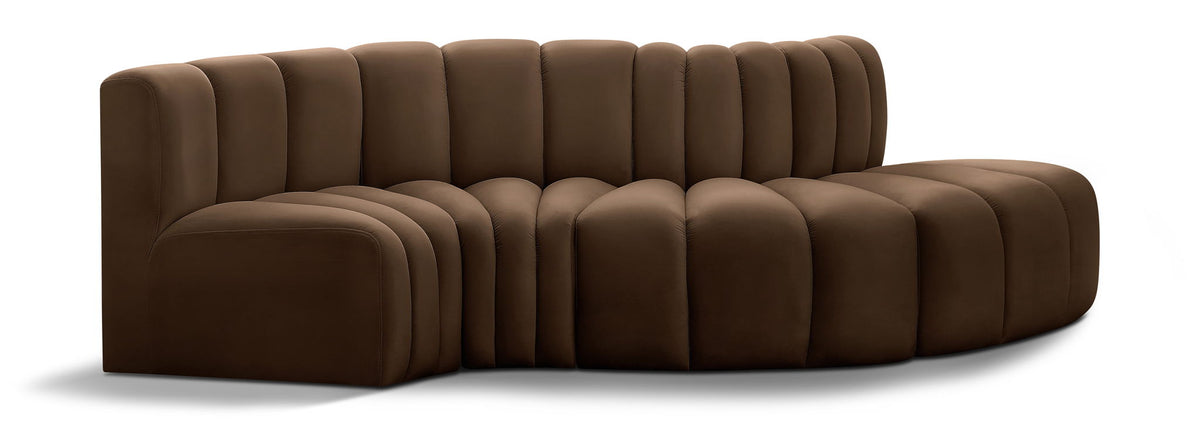 Arc - Velvet 4 Piece L-Shaped Modular Sofa