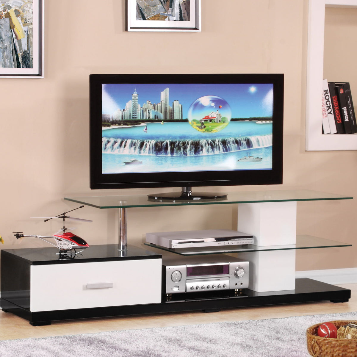 Ivana - TV Stand - White / Black