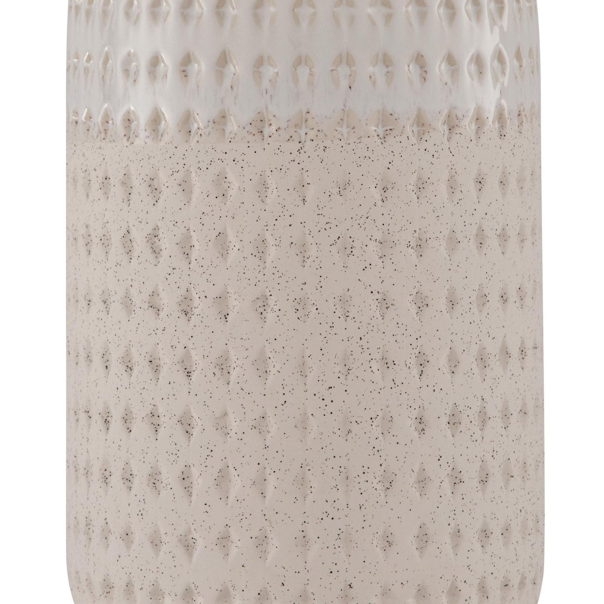 Textured ceramic lamp base in beige-white with speckled pattern