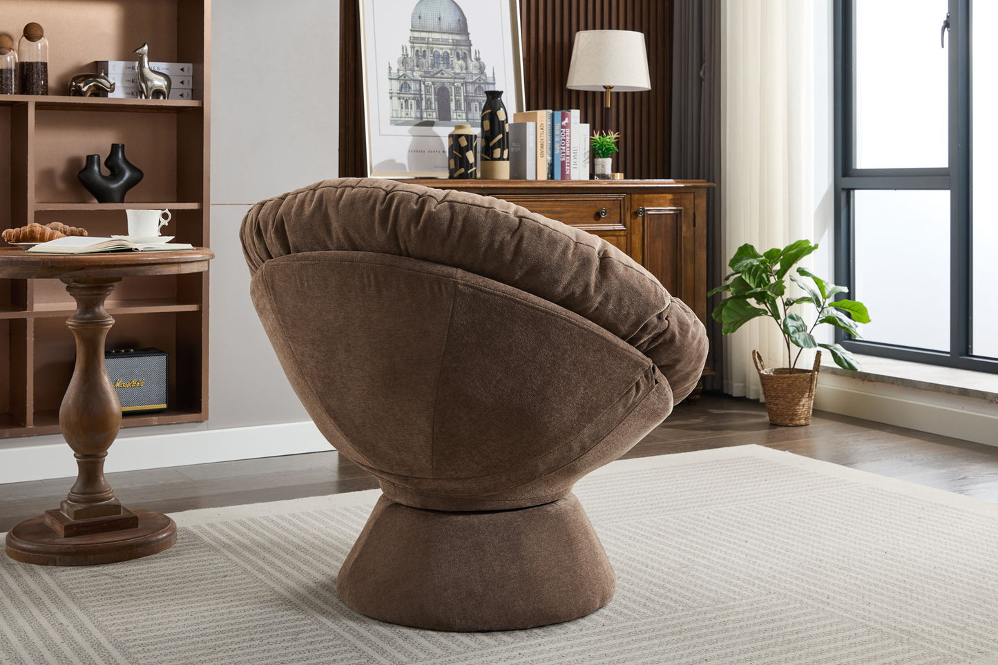 Oversized Swivel Accent Chair, 360 Swivel Barrel Chair, Papasan Chair For Living Room Bedroom