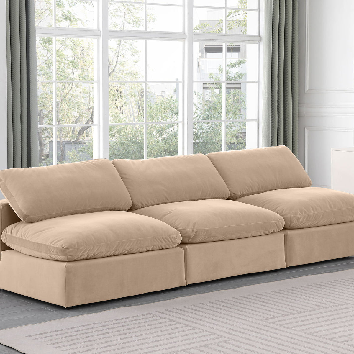 Comfy - Velvet Modular Armless Sofa 3 Seats