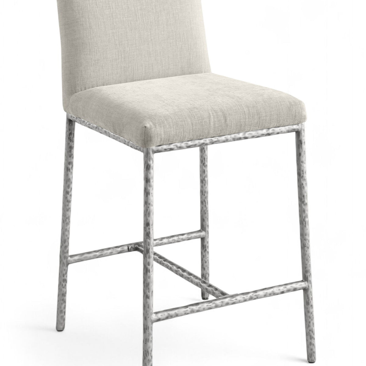 Reeves - Chenille Fabric Upholstered Counter Stool (Set of 2) - Silver Base