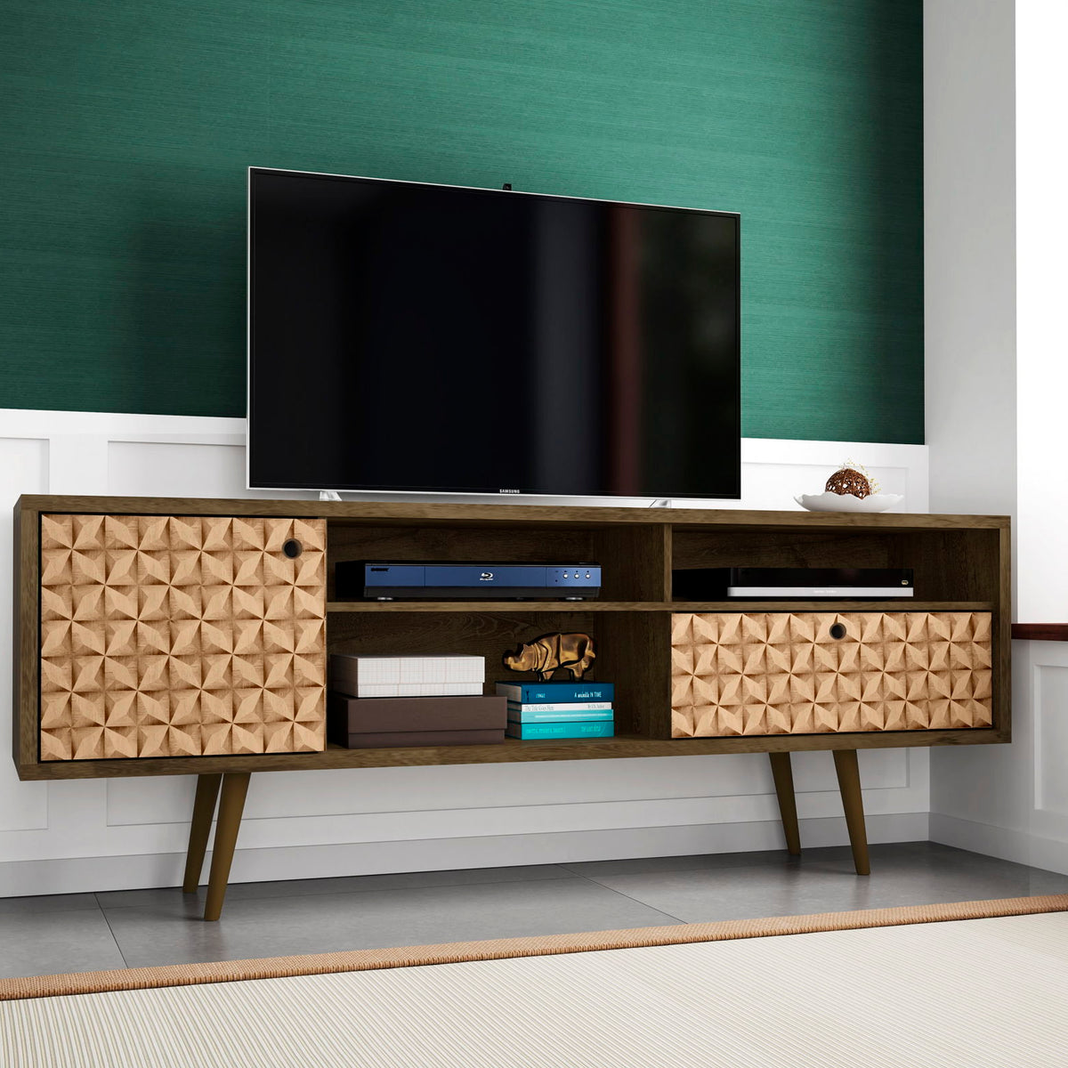 Manhattan Liberty - 71" TV Stand With Rustic Brown Frame