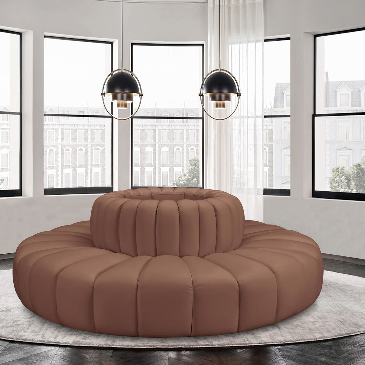 Arc - Faux Leather 8 Piece Round Modular Sofa