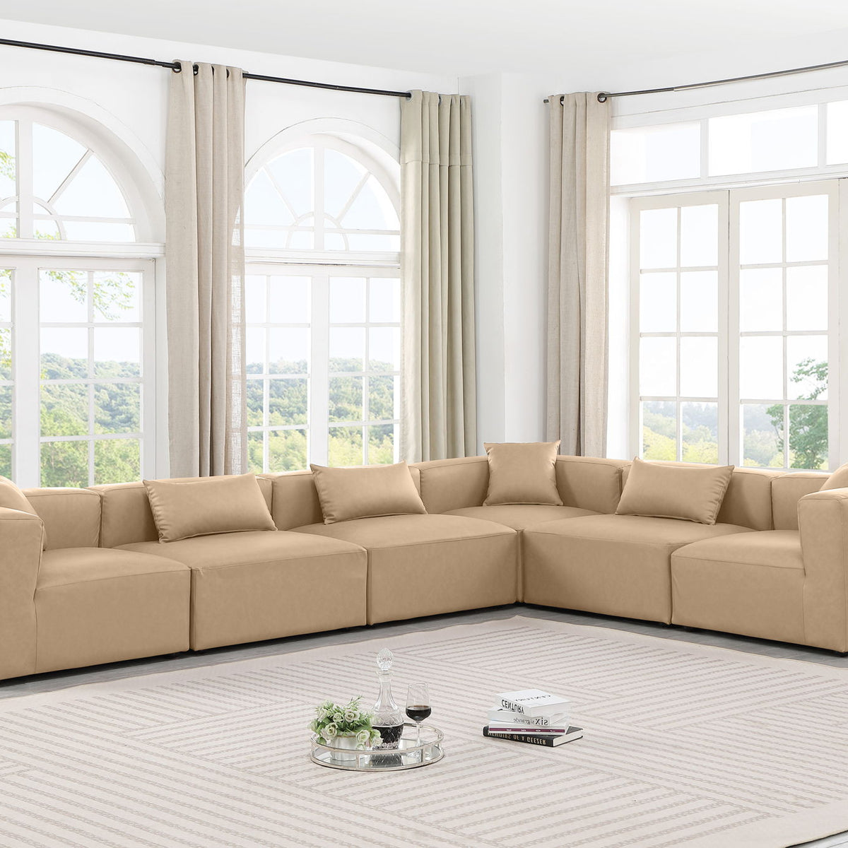 Cube - 6 Piece Modular Corner Sectional - Tan
