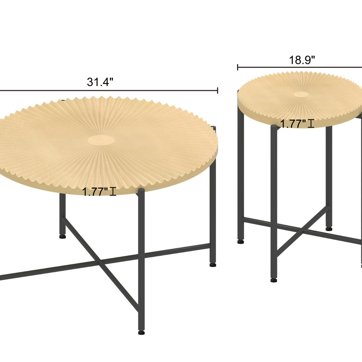 Radial - Pattern Coffee And End Table Set Waterproof Cover, Distressed Cylindrical Design (Set of 2)