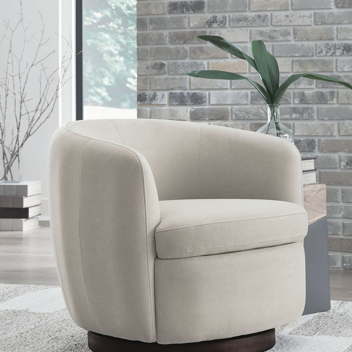Annbury - Swivel Accent Chair - Light Beige
