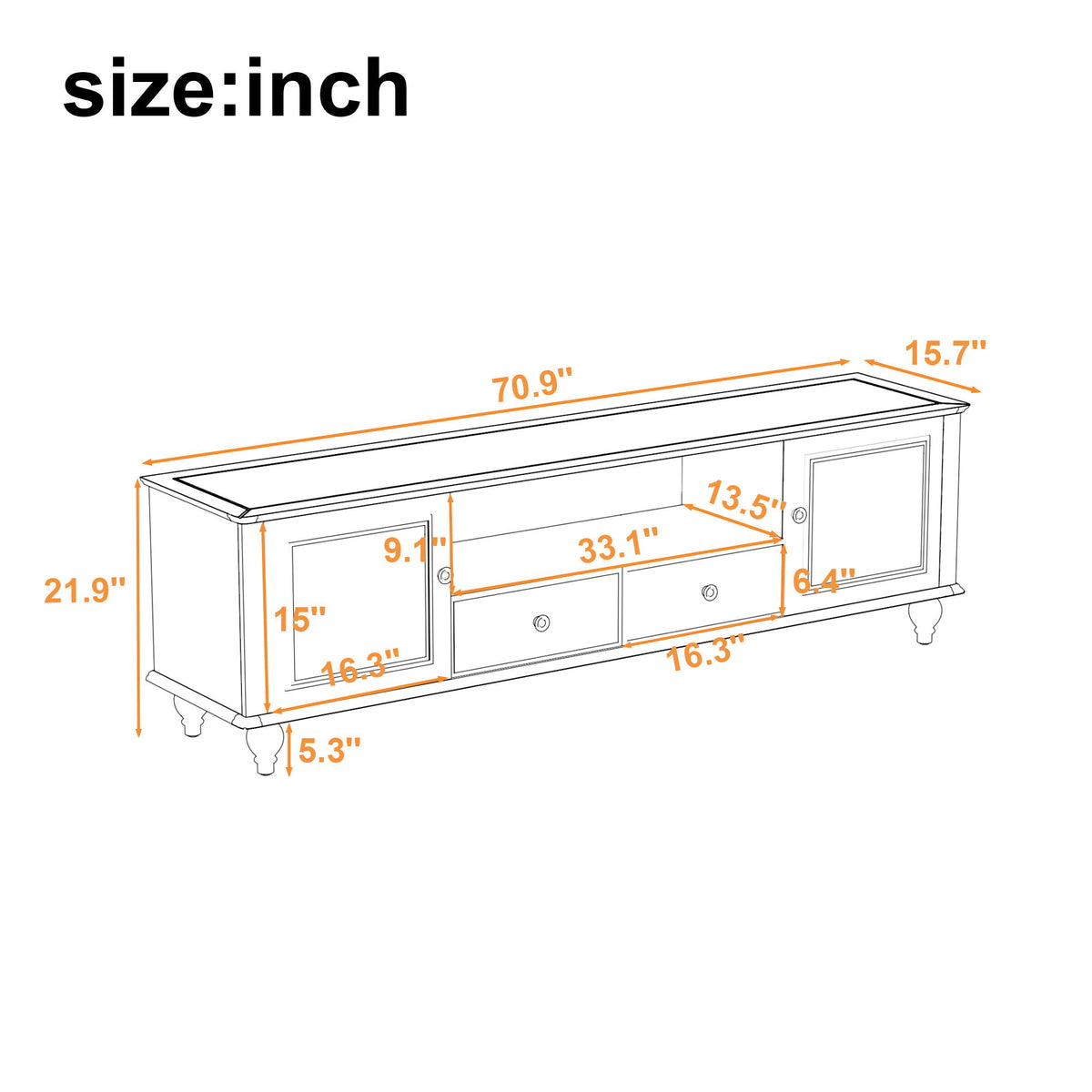 TV Stand For TVs Up To 80", Entertainment Center With Open Compartment