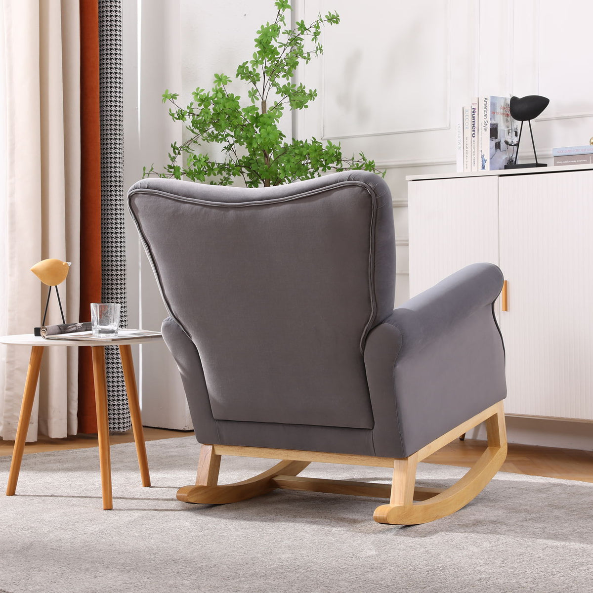 Modern Rocking Chair, Upholstered Accent Chair For Nursery, Small Contemporary Rocke