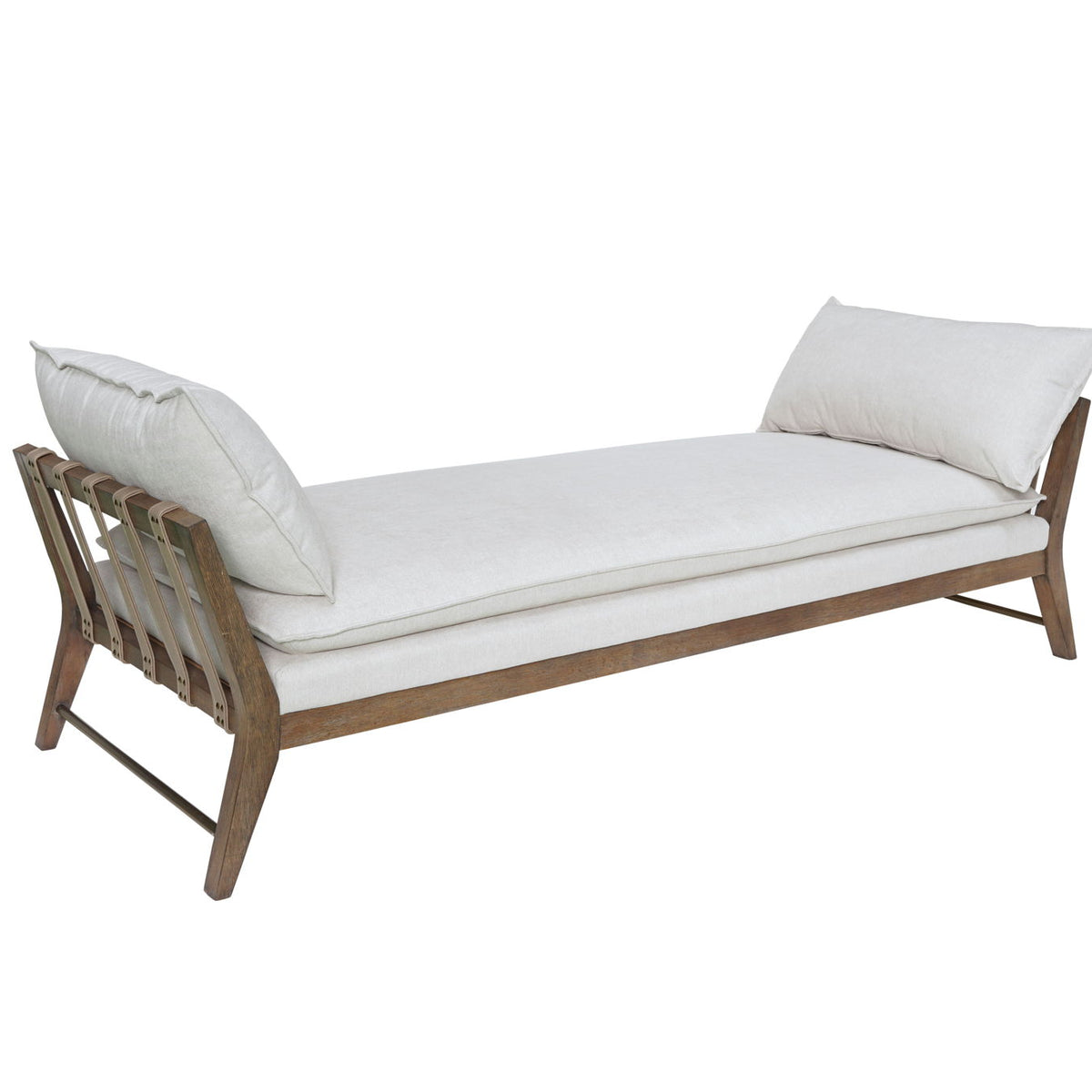 Daybed With Leather Strap Detail - White