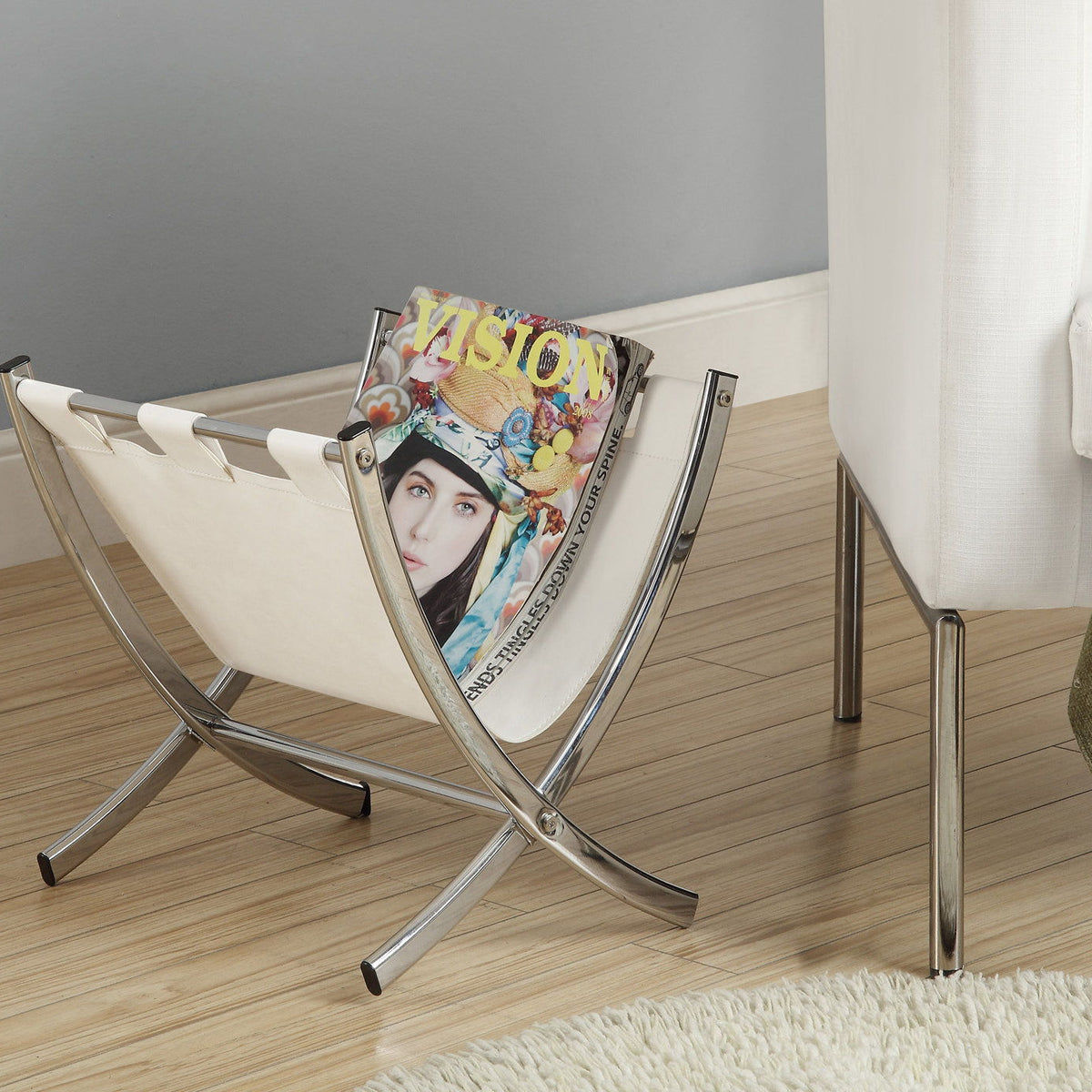 Magazine Rack Standing Organizer Storage Leather Look