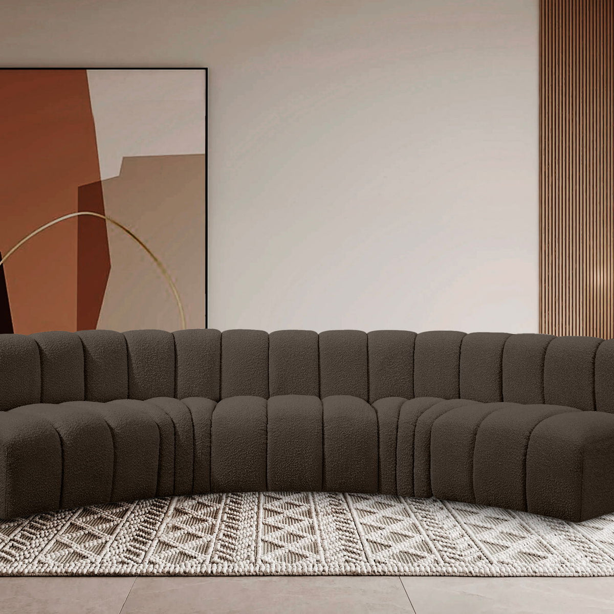 Arc - Boucle Fabric 5 Piece U-Shaped Modular Sofa