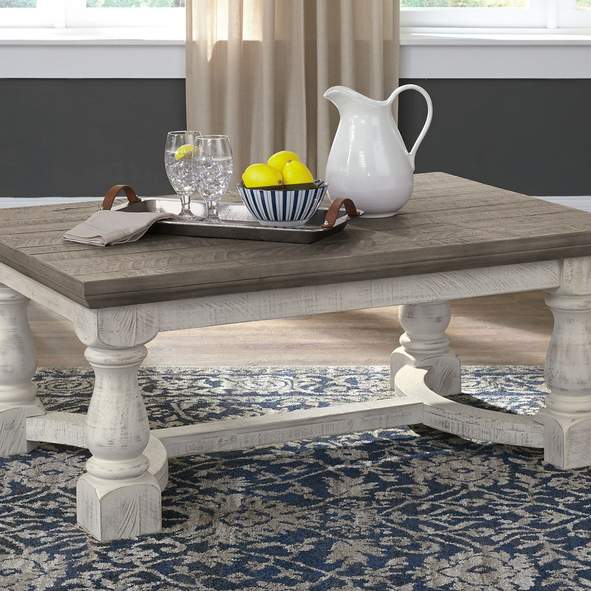 Havalance - Rectangular Cocktail Table - Gray / White