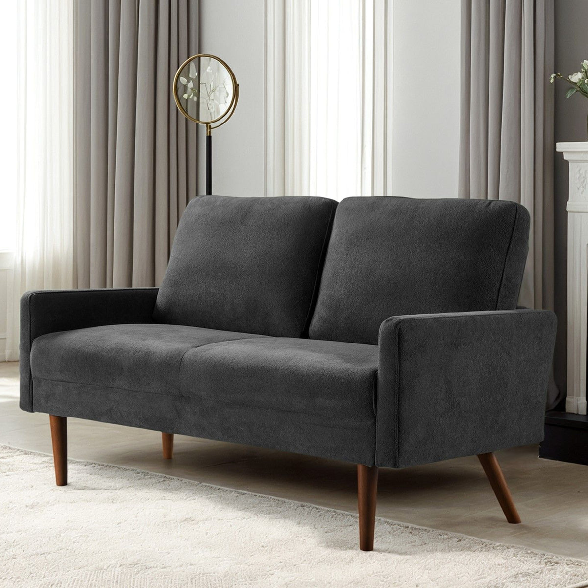 Loveseat Sofa, European Style With Sleek Design, Modern & Vintage Flair, Upholstered 2 Seater Couch