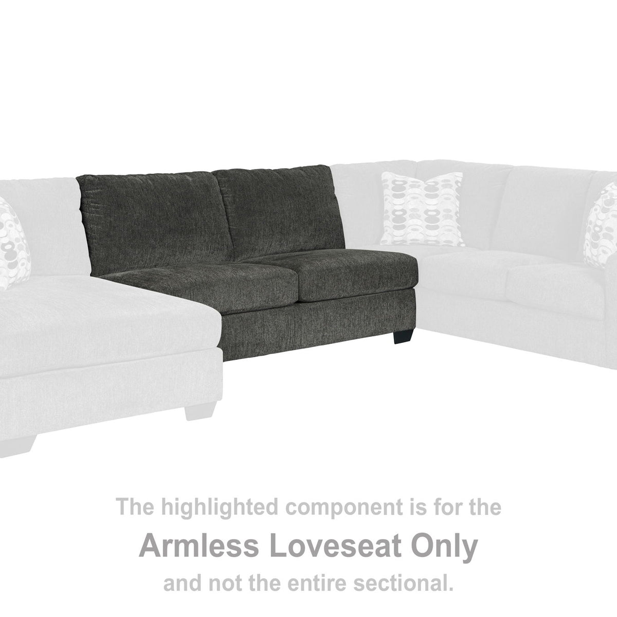 Ballinasloe - Armless Loveseat - Smoke