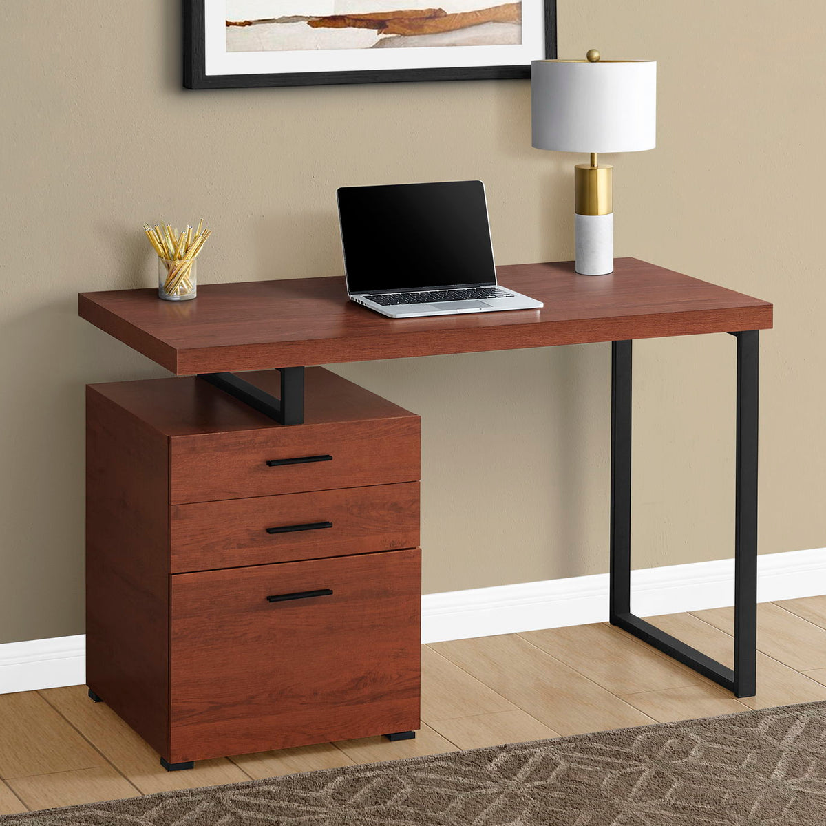 Computer Desk For Home Office, Laptop, Left, Right Set - Up, Storage Drawers