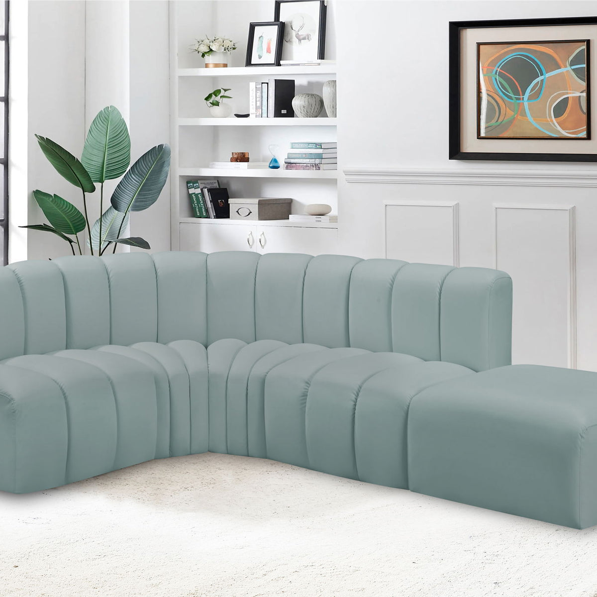 Arc - Faux Leather 5 Piece Corner Modular Sofa