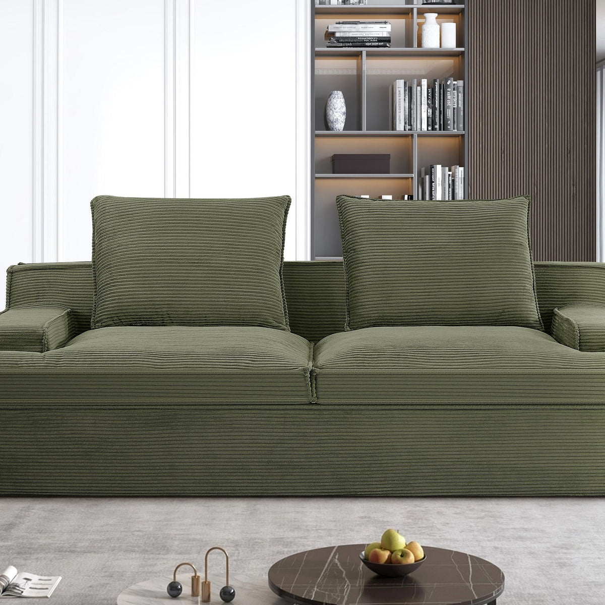 Nimbus - Oversized Full Foam 4 Seater Couch For Living Room Upholstered In Soft Corduroy, Wide Armrests