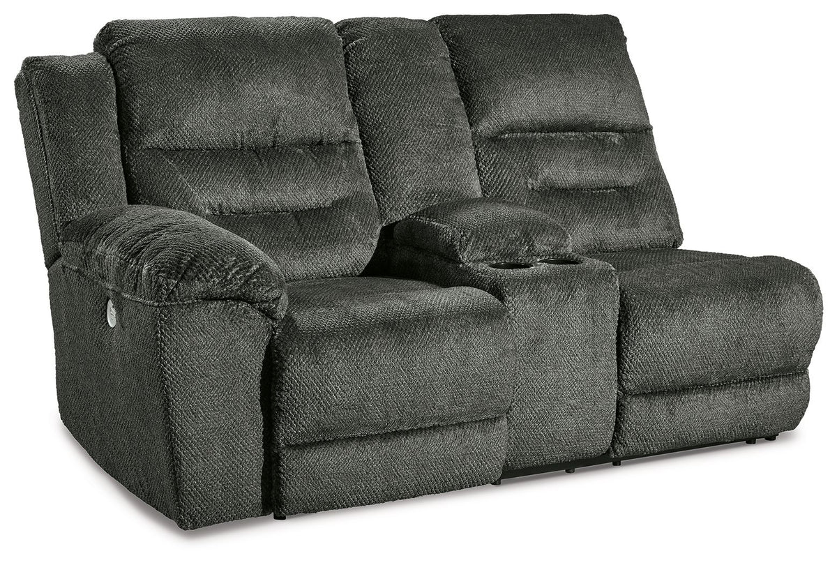 Nettington - Laf Power Rec Loveseat W/Console - Smoke