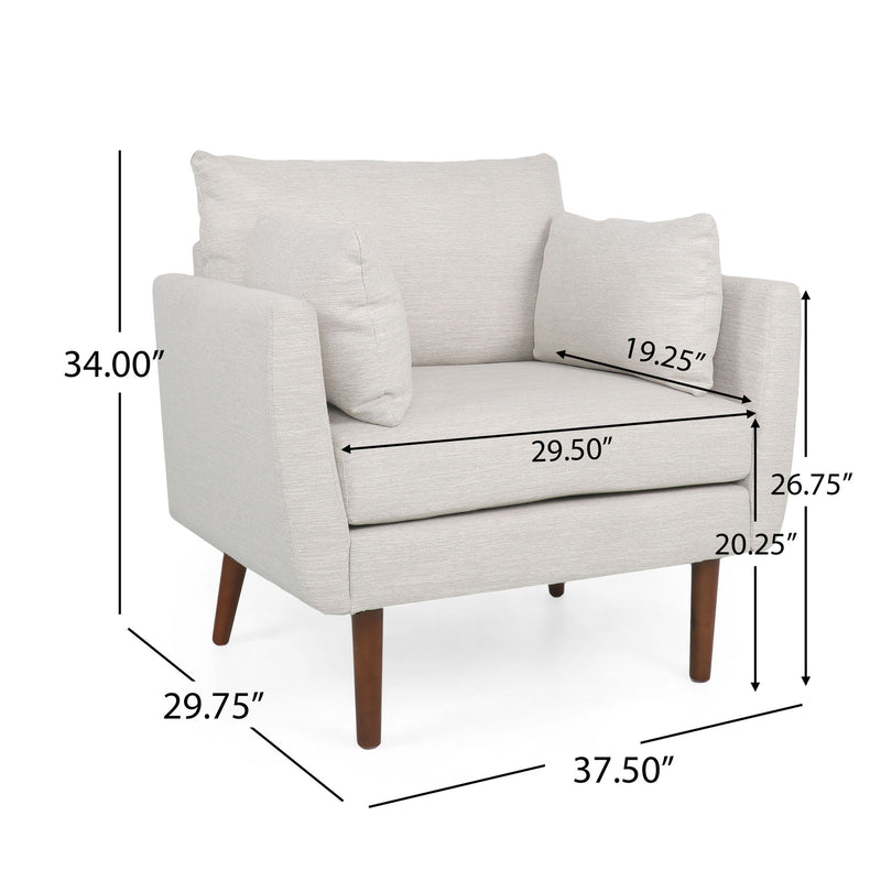 Luminate - Upholstered Fabric Club Chair With Tapered Legs And 2 Accent Pillows