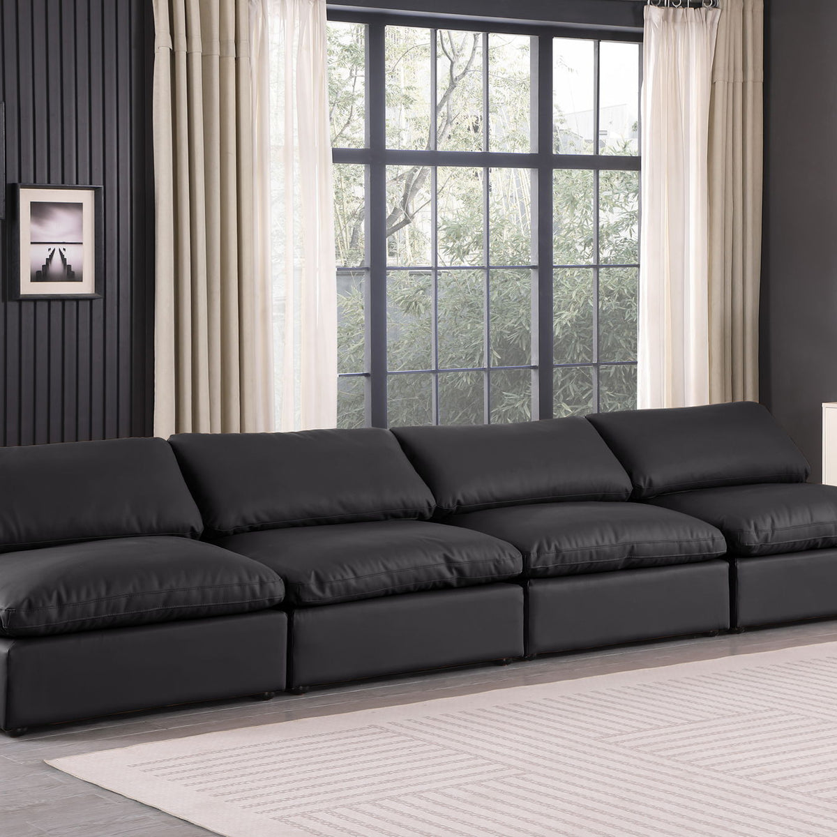 Comfy - Faux Leather Modular Armless Sofa 4 Seats