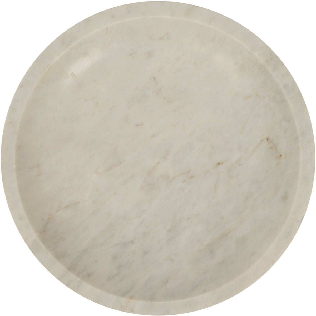 Genuine marble bowl, pale off-white round top with subtle gray veining