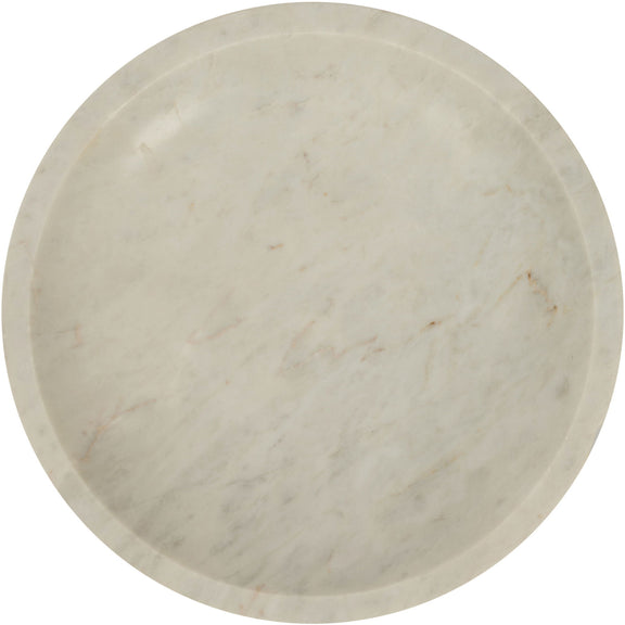 Genuine marble bowl, pale off-white round top with subtle gray veining