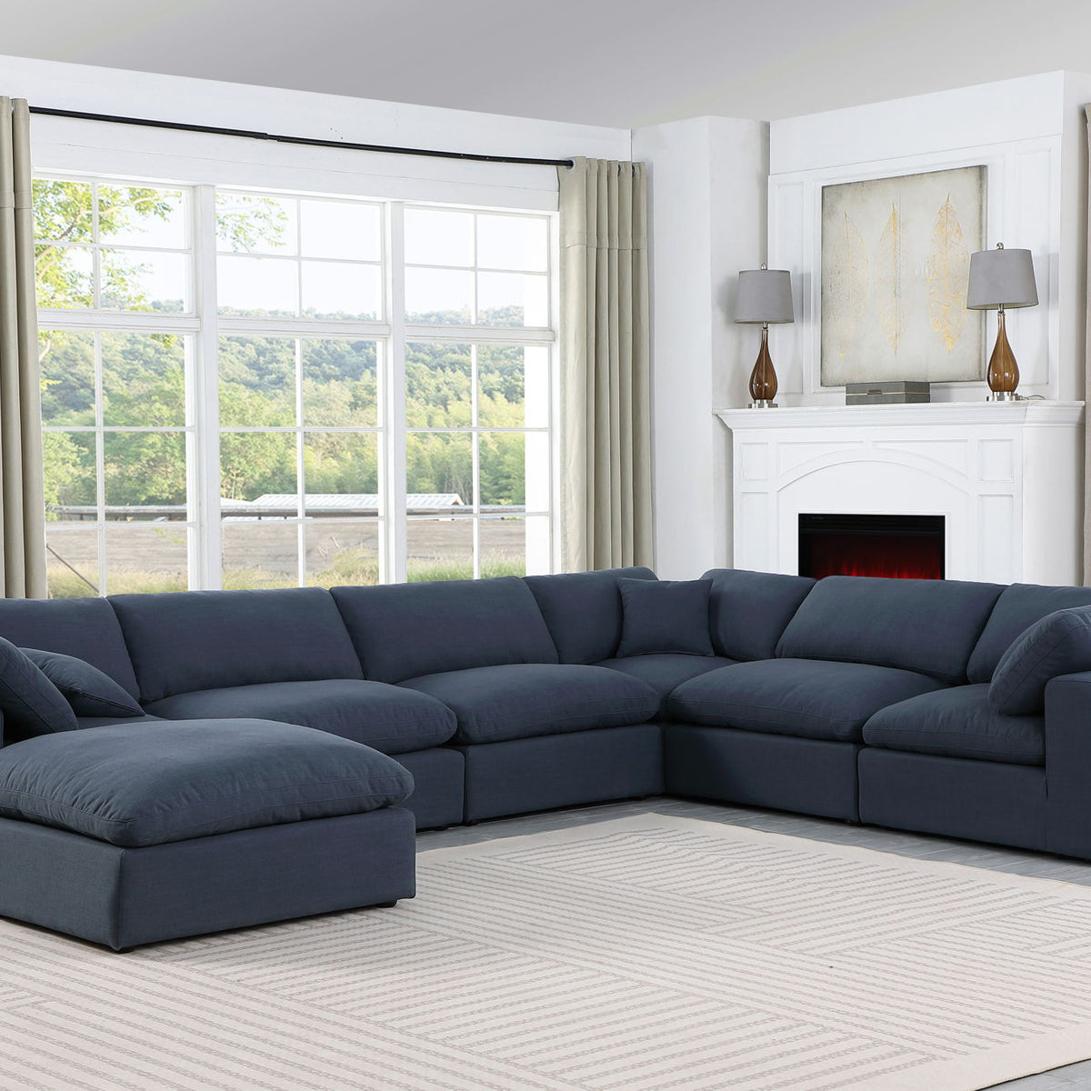 Comfy - 7 Piece Linen Modular Sectional With Chaise